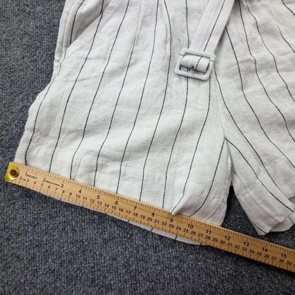 Abercrombie Linen Blend Pinstripe Belted Shorts Womens XS High Rise NWT - Picture 3 of 9